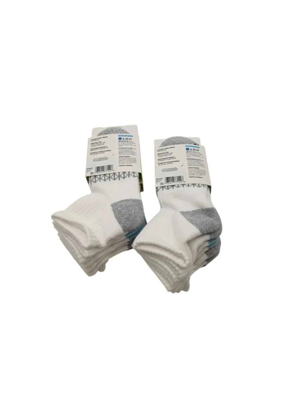 NIP Hanes Lot of 2 4 Pack Absolute Socks Perfected Active Sz L 3-9 Ankle White